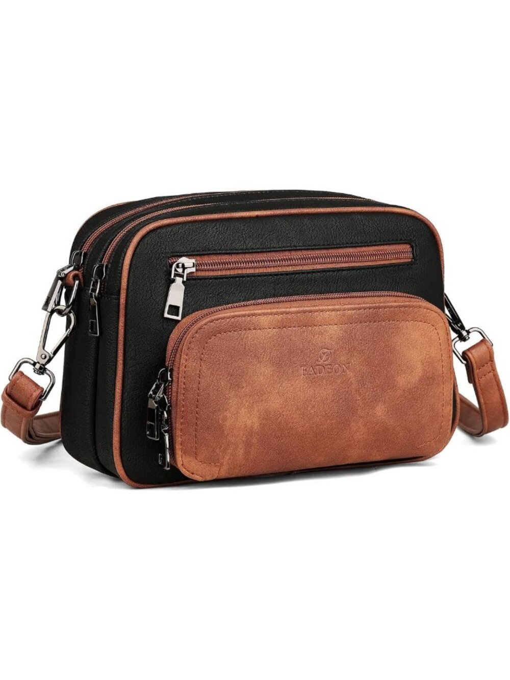 Stylish Multi-Pocket Leather Crossbody Bag for Women, Adjustable Strap
